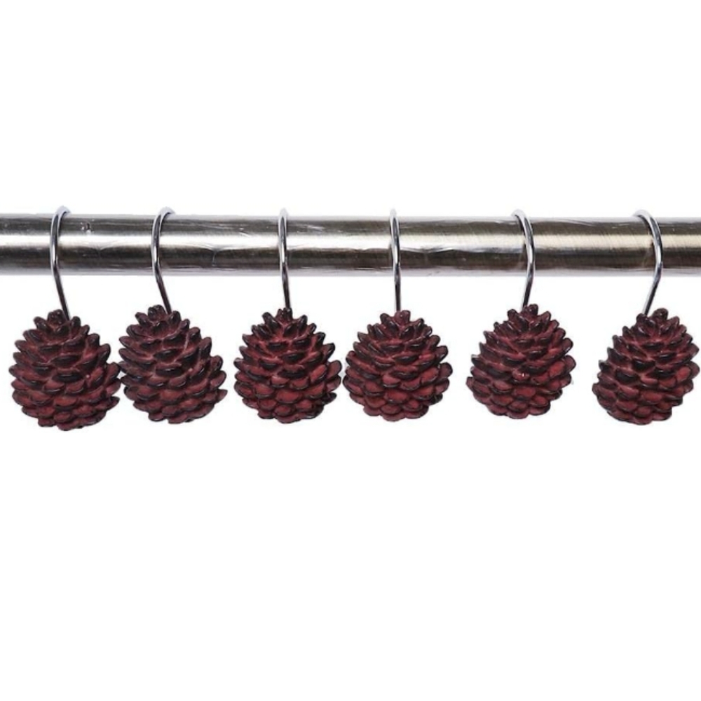 12 Pine Cone Shower Curtain Rings Winter Pine Tree Cones Decor New
